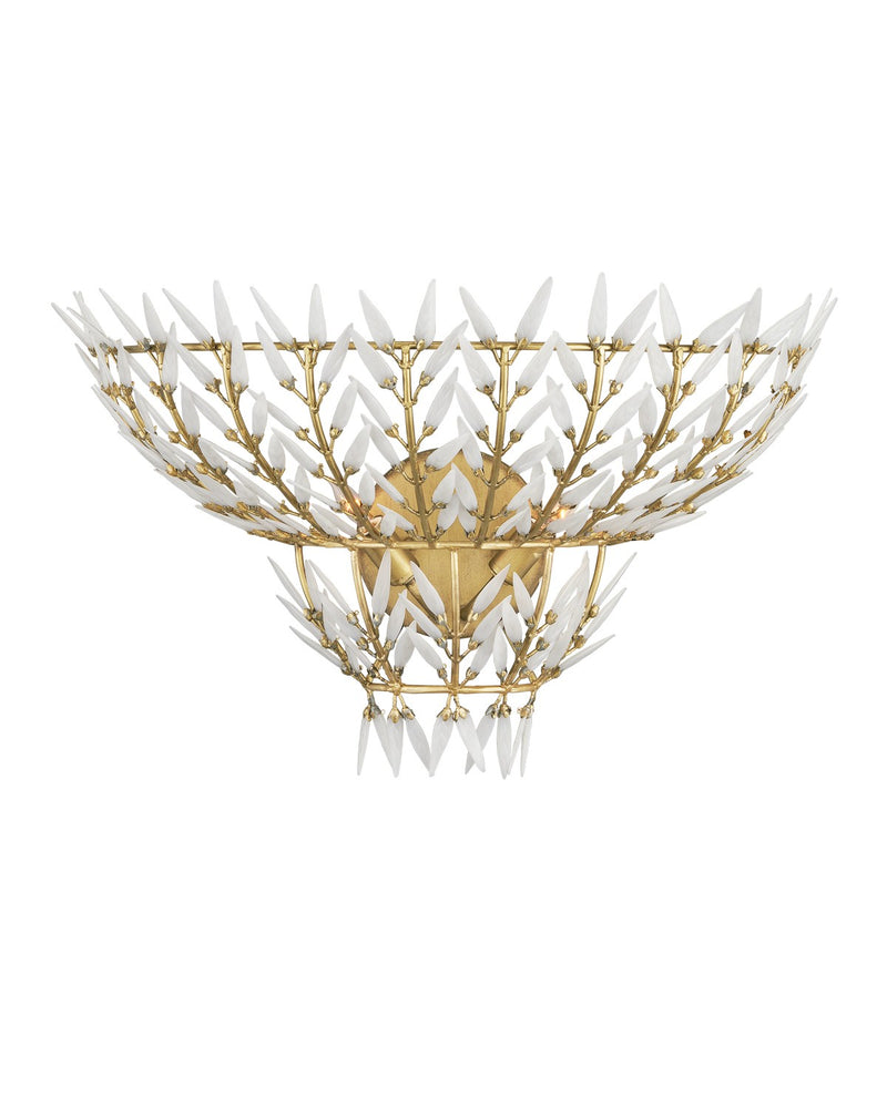 Currey and Company 5000-0260 Two Light Wall Sconce, Brass/White
