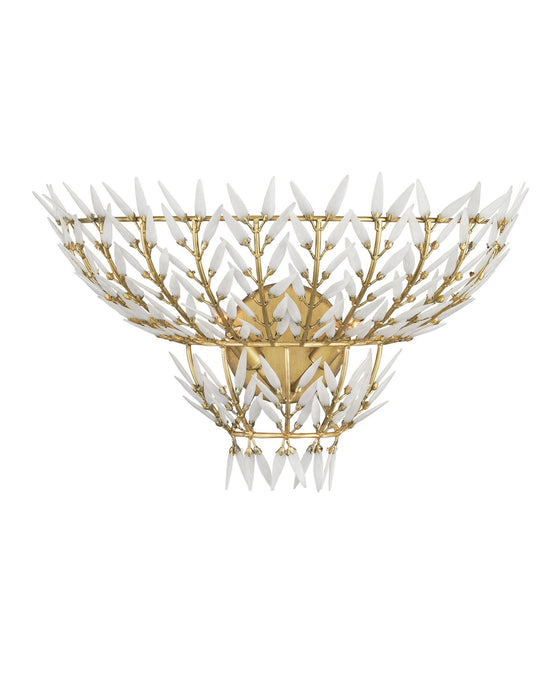 Currey and Company 5000-0260 Two Light Wall Sconce, Brass/White