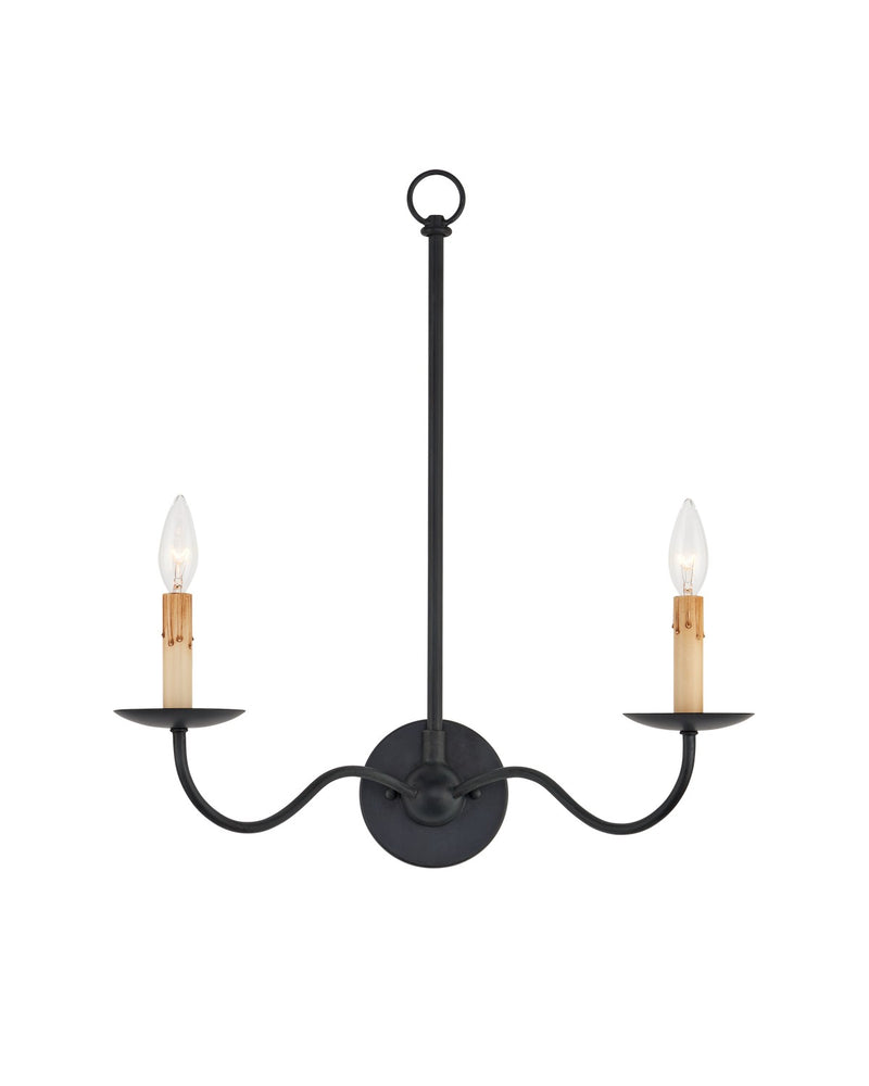 Currey and Company 5000-0265 Two Light Wall Sconce, Zanzibar Black