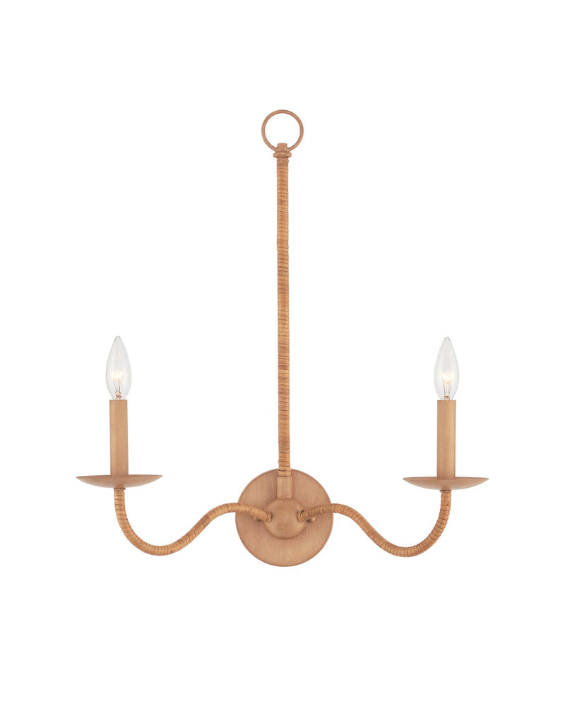 Currey and Company 5000-0266 Two Light Wall Sconce, Saddle Tan/Natural