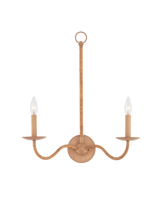 Currey and Company 5000-0266 Two Light Wall Sconce, Saddle Tan/Natural