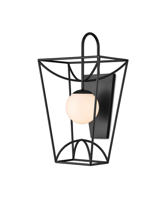 Currey and Company 5500-0045 One Light Wall Sconce, Black/White