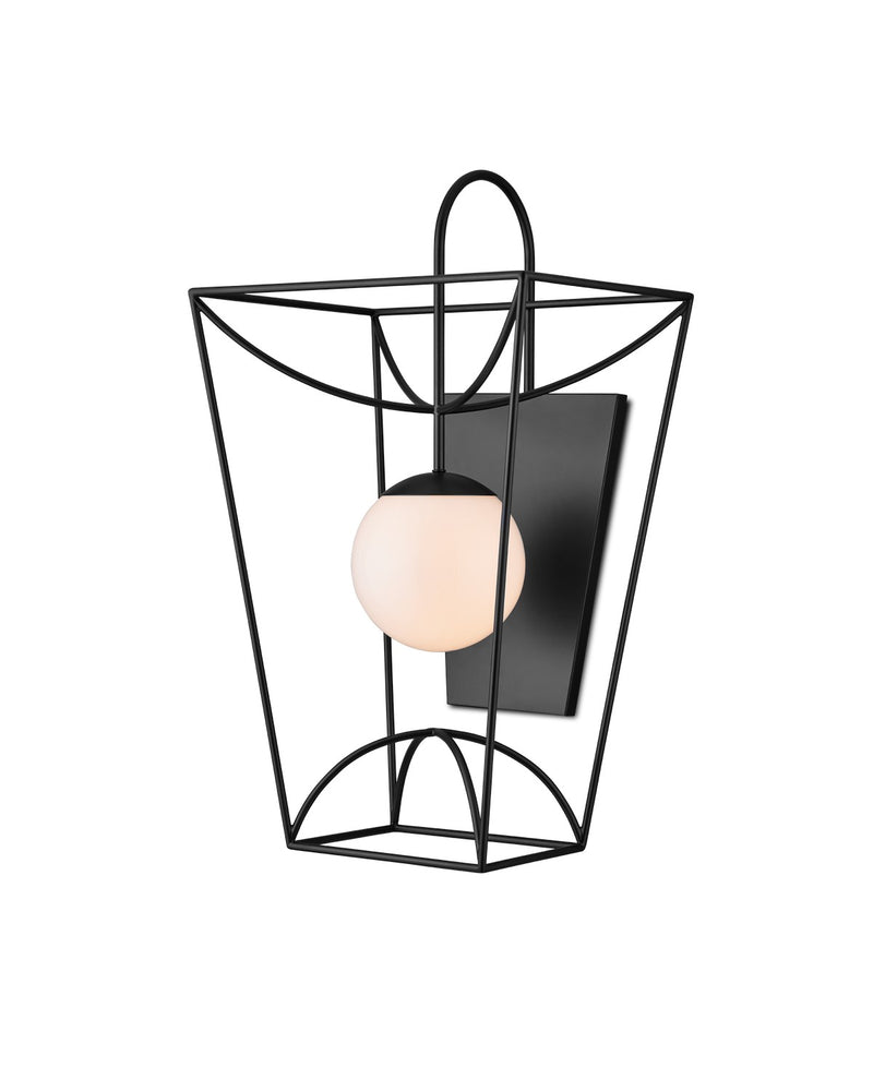 Currey and Company 5500-0046 One Light Wall Sconce, Black/White