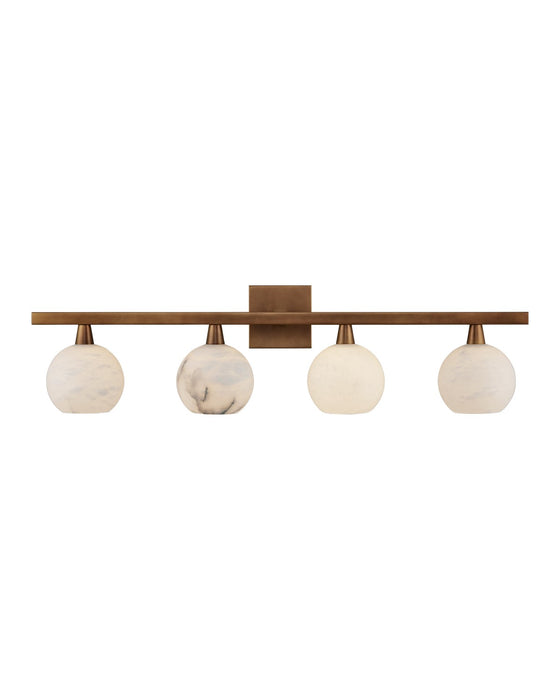 Currey and Company 5800-0039 Four Light Bath Bar, Antique Brass/Natural