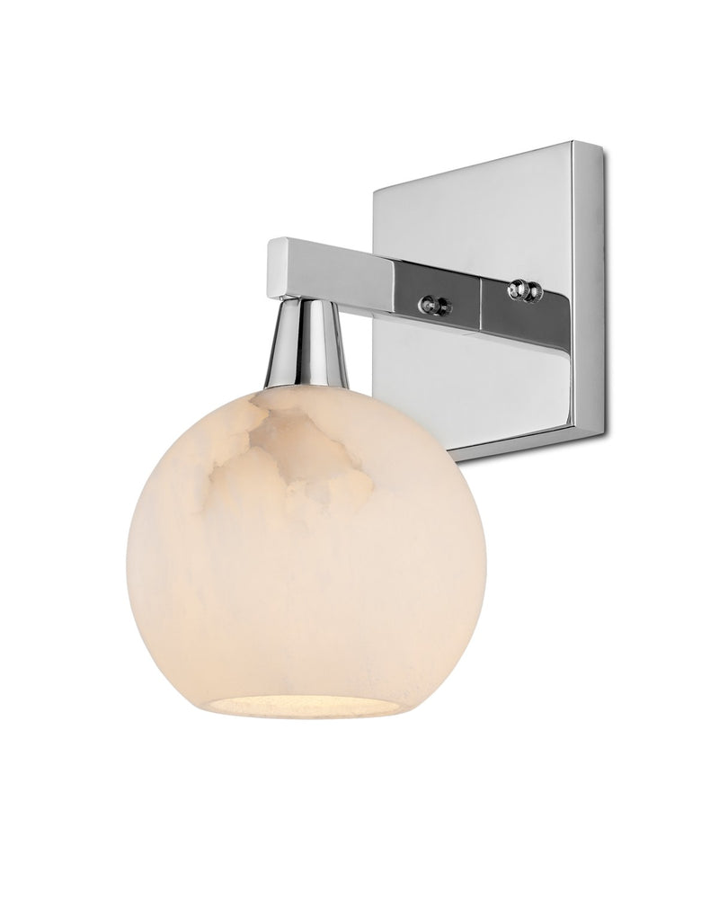 Currey and Company 5800-0040 One Light Wall Sconce, Polished Nickel/Natural