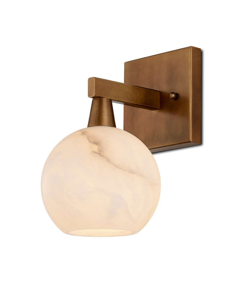 Currey and Company 5800-0041 One Light Wall Sconce, Antique Brass/Natural