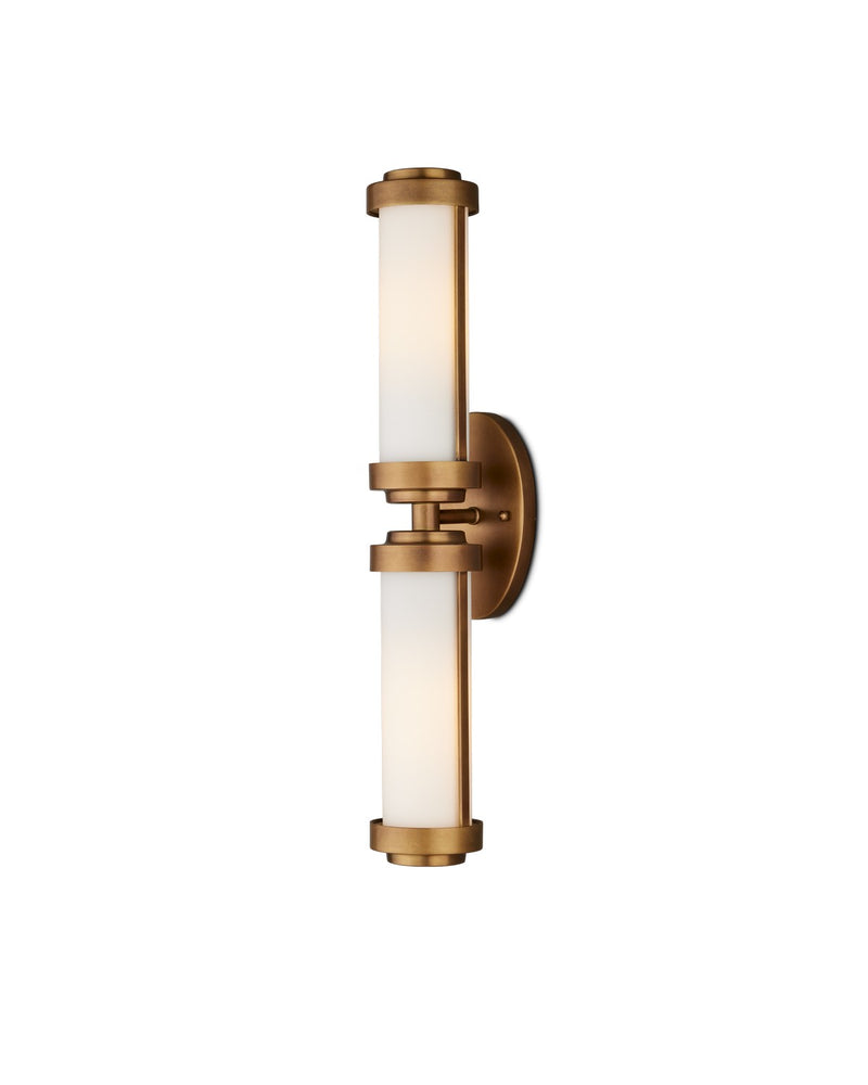Currey and Company 5800-0044 Two Light Wall Sconce, Antique Brass/Opaque