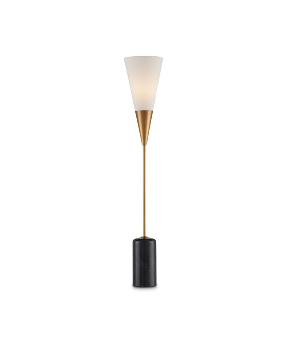 Currey and Company 6000-0864 One Light Table Lamp, Brushed Brass/Natural
