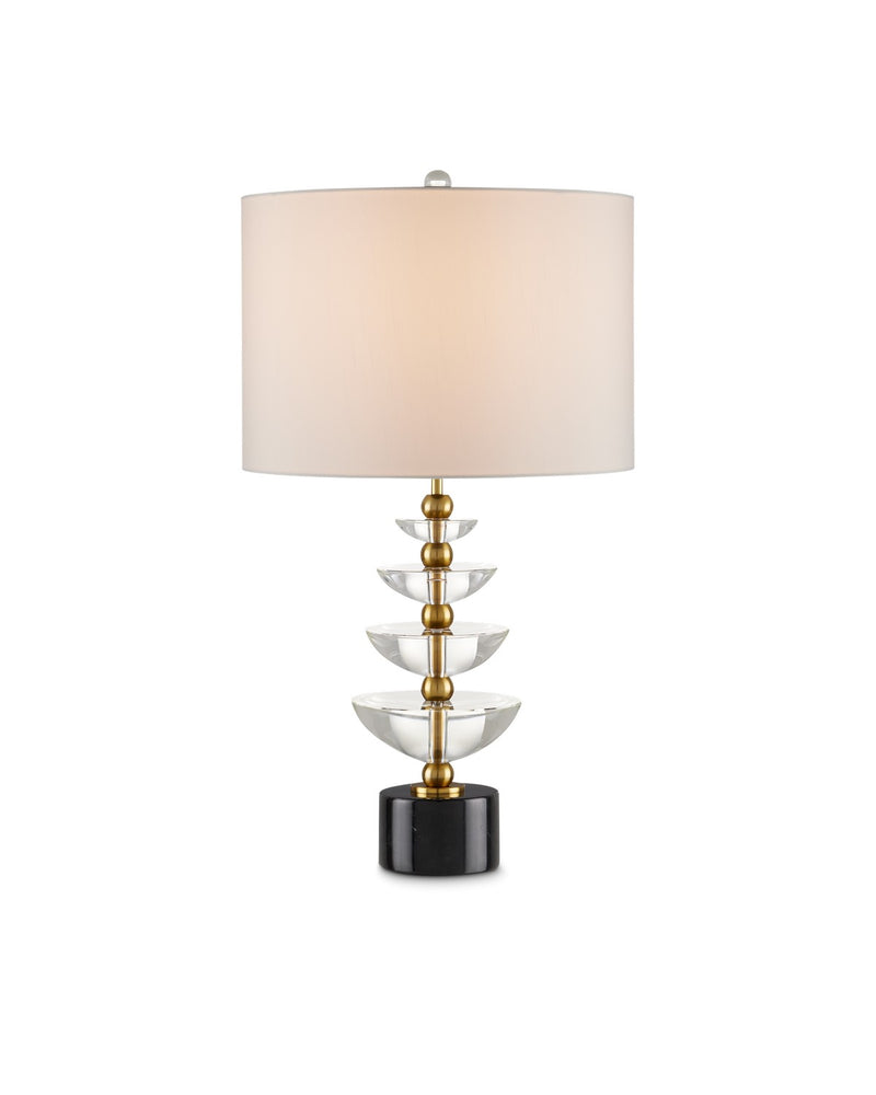 Currey and Company 6000-0872 One Light Table Lamp, Clear/Natural/Brass