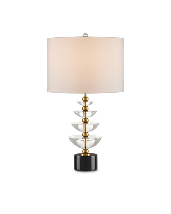 Currey and Company 6000-0872 One Light Table Lamp, Clear/Natural/Brass