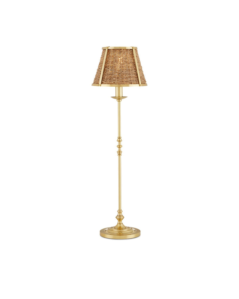 Currey and Company 6000-0900 One Light Table Lamp, Polished Brass/Natural