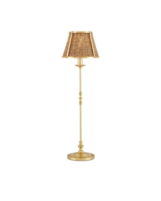 Currey and Company 6000-0900 One Light Table Lamp, Polished Brass/Natural