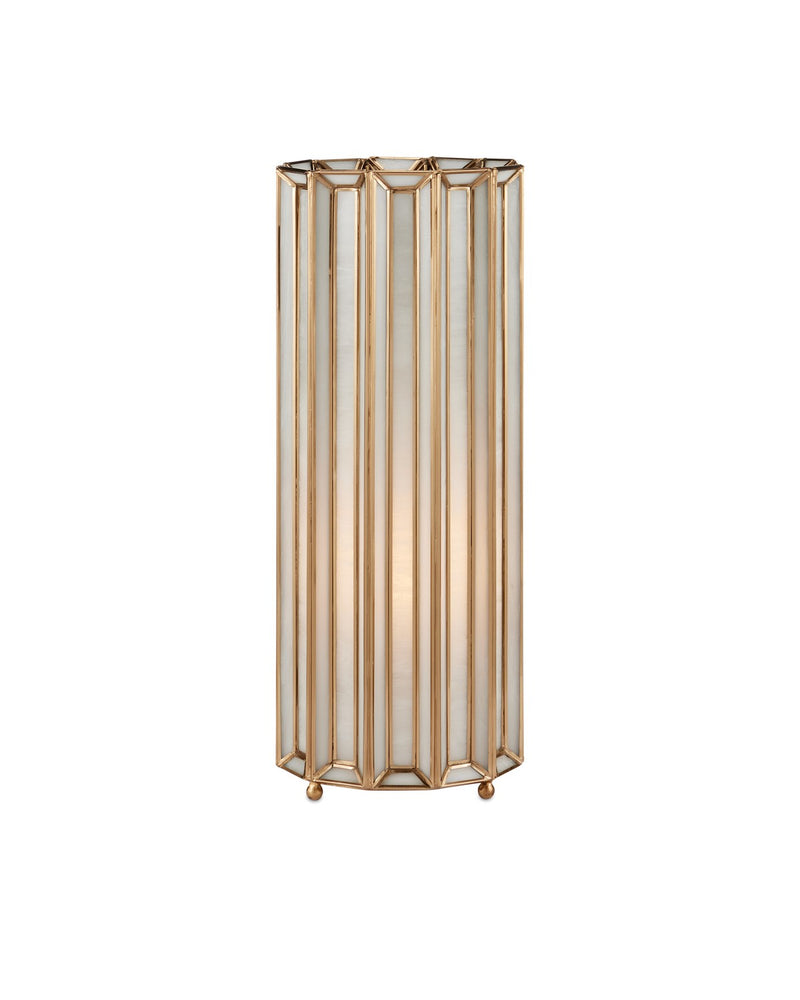 Currey and Company 6000-0911 One Light Table Lamp, White/Antique Brass
