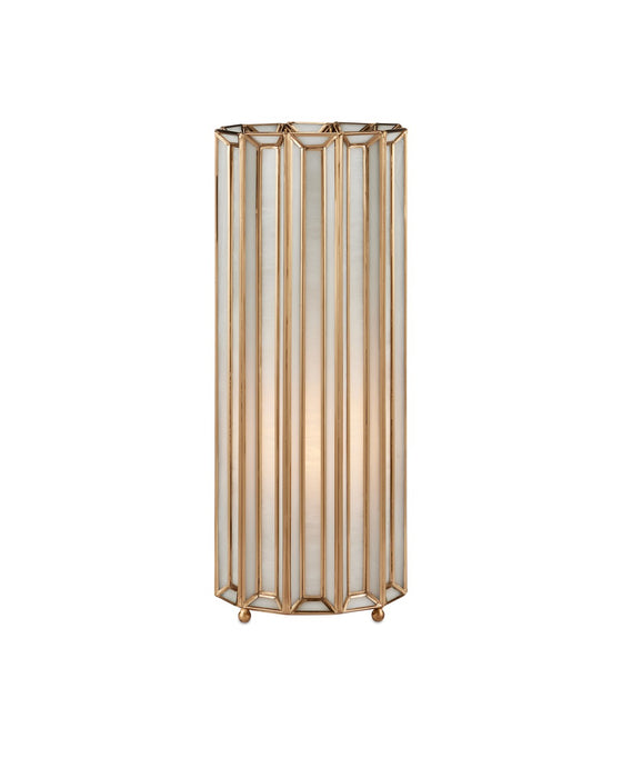 Currey and Company 6000-0911 One Light Table Lamp, White/Antique Brass