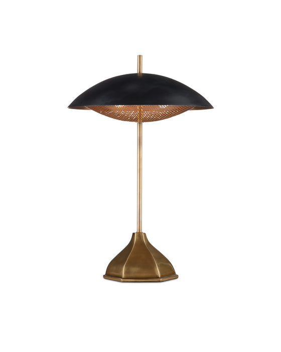 Currey and Company 6000-0912 Two Light Table Lamp, Antique Brass/Black