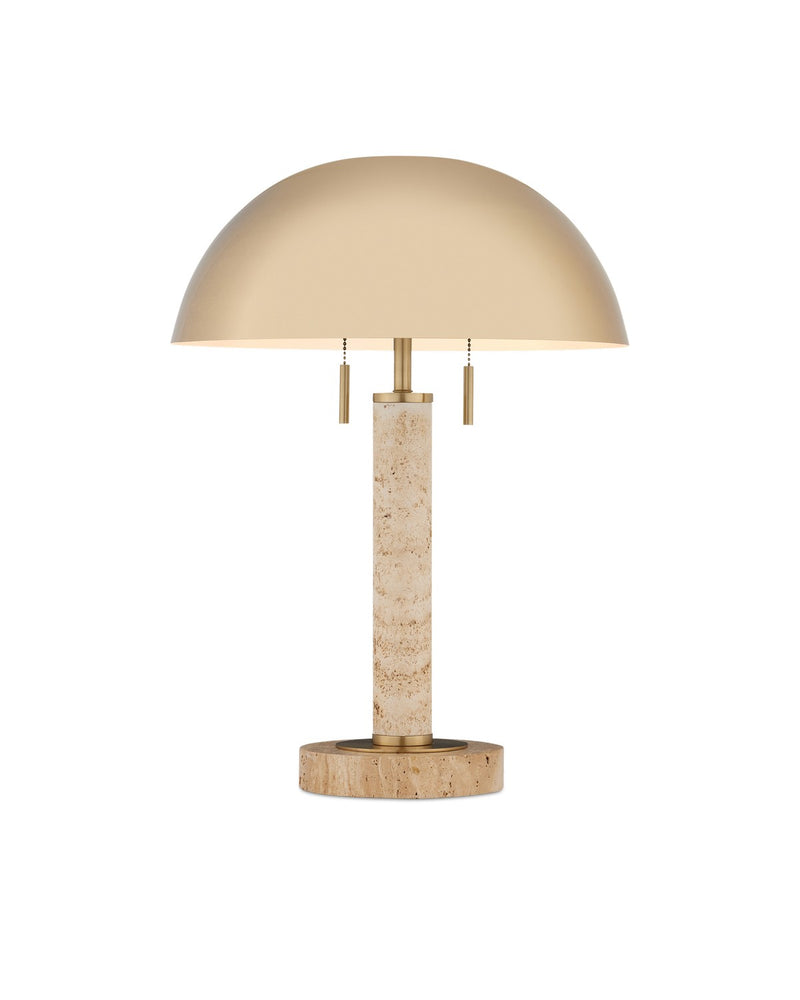 Currey and Company 6000-0914 Two Light Table Lamp, Brass/Natural