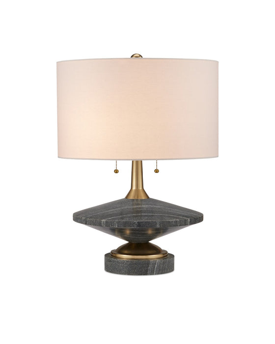 Currey and Company 6000-0918 Two Light Table Lamp, Natural/Brushed Brass