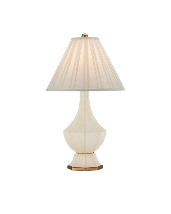 Currey and Company 6000-0926 One Light Table Lamp, Beige/Antique Brass