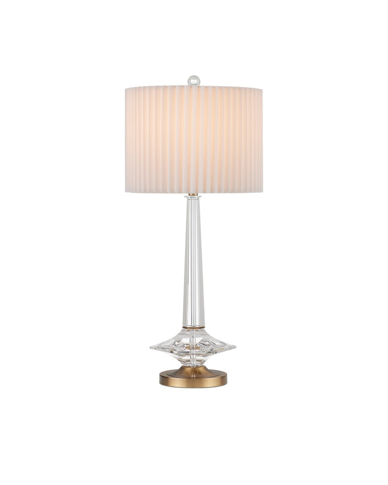 Currey and Company 6000-0927 One Light Table Lamp, Clear/Antique Brass