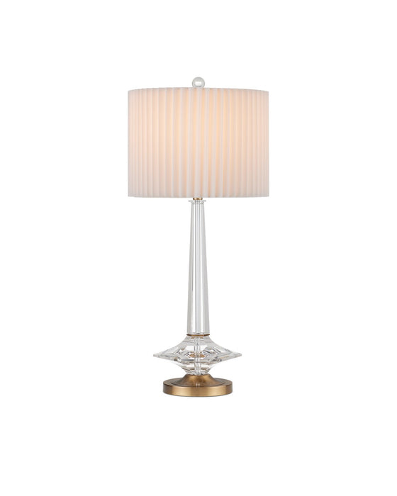 Currey and Company 6000-0927 One Light Table Lamp, Clear/Antique Brass