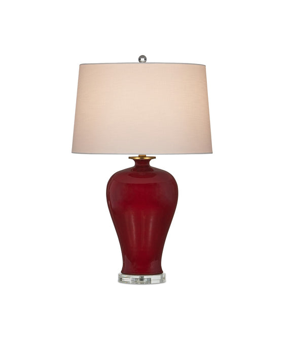 Currey and Company 6000-0932 One Light Table Lamp, Imperial Red/Clear/Natural Brass