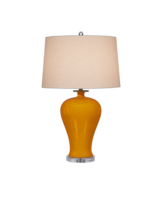 Currey and Company 6000-0933 One Light Table Lamp, Imperial Yellow/Clear/Natural Brass