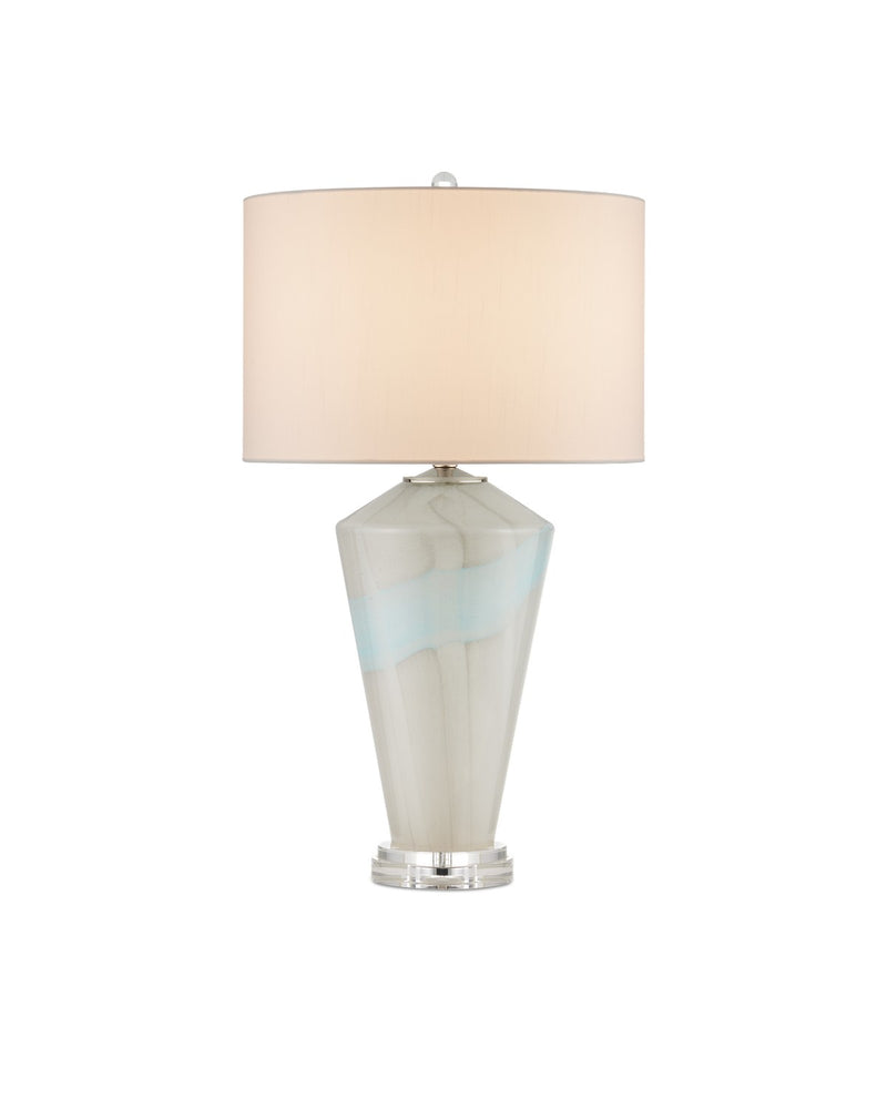 Currey and Company 6000-0934 One Light Table Lamp, Pale Gray/Light Blue/Clear/Polished Nickel