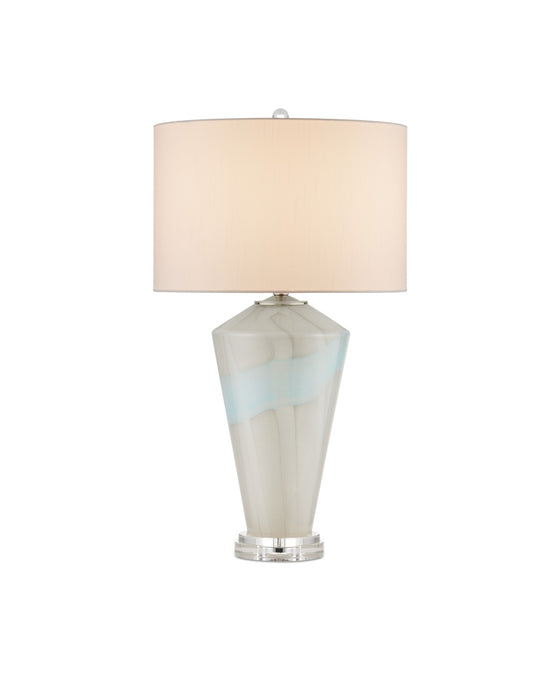 Currey and Company 6000-0934 One Light Table Lamp, Pale Gray/Light Blue/Clear/Polished Nickel