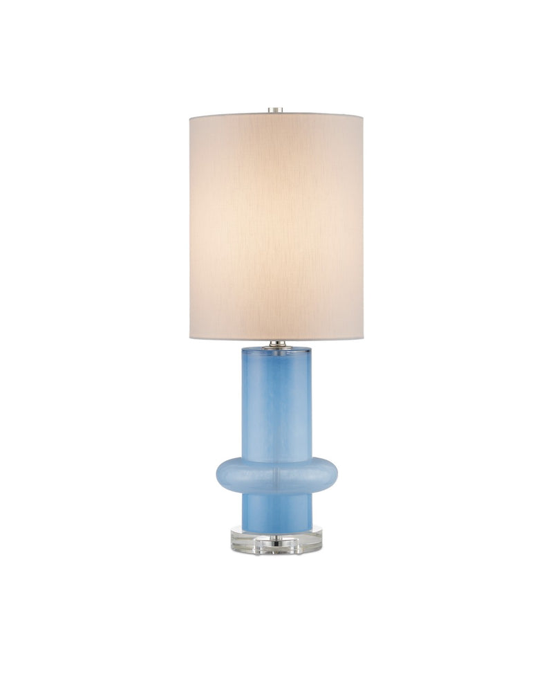 Currey and Company 6000-0935 One Light Table Lamp, Blue/Clear/Polished Nickel