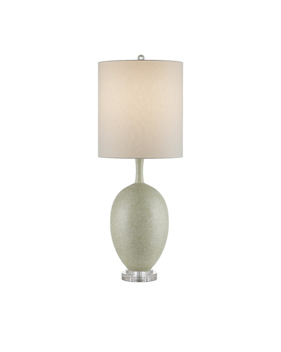 Currey and Company 6000-0936 One Light Table Lamp, Green/Off-White/Clear/Satin Nickel