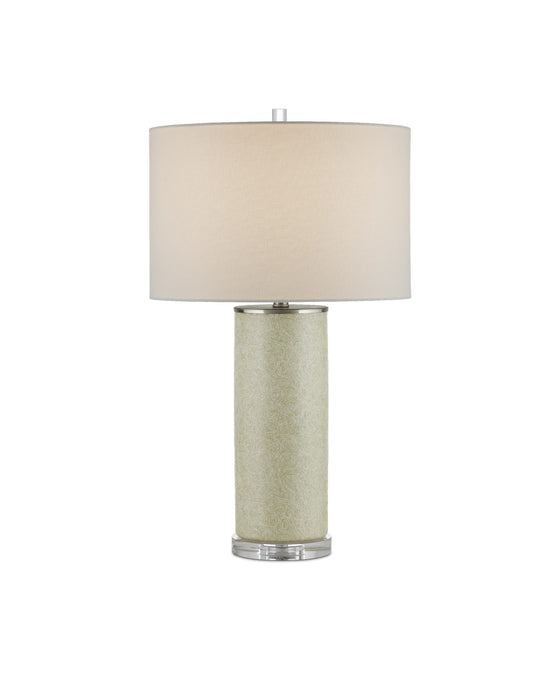 Currey and Company 6000-0938 One Light Table Lamp, Green/Off-White/Clear/Satin Nickel