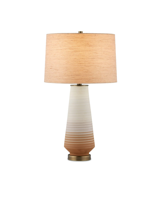 Currey and Company 6000-0940 One Light Table Lamp, Beige/Pale Gray/Brown/Antique Brass