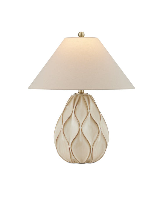 Currey and Company 6000-0941 One Light Table Lamp, Beige/Dark Brown/Light Antique Brass