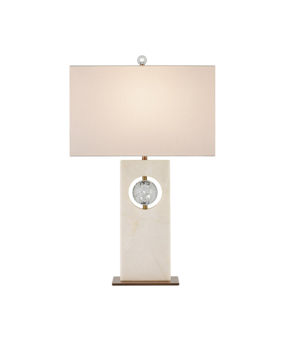 Currey and Company 6000-0949 One Light Table Lamp, White/Clear/Antique Brass