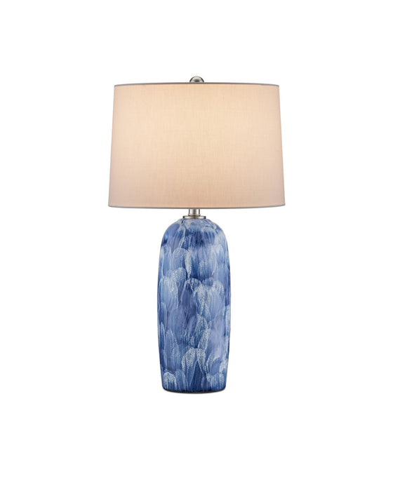 Currey and Company 6000-0951 One Light Table Lamp, Blue/White/Brushed Nickel
