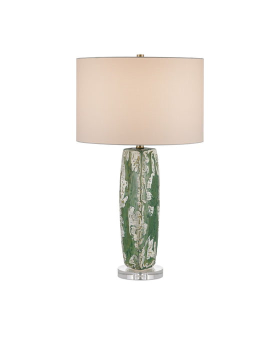 Currey and Company 6000-0966 One Light Table Lamp, Matte Green Smoke/Clear