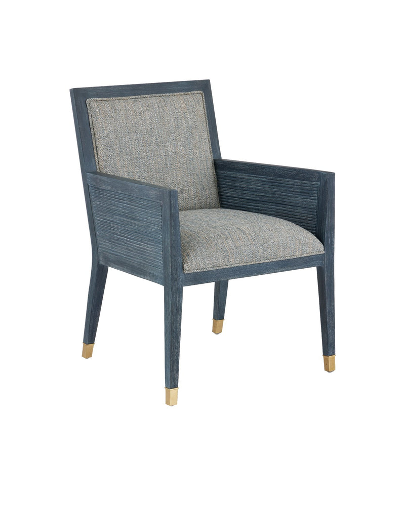 Currey and Company 7000-0852 Armchair, Vintage Navy/Performance Barrett Dusk/Satin Brass