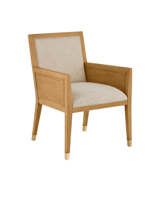 Currey and Company 7000-0862 Armchair, Sea Sand/UV Liller Malt/Satin Brass