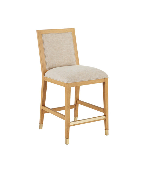 Currey and Company 7000-0892 Counter Stool, Sea Sand/UV Liller Malt/Satin Brass