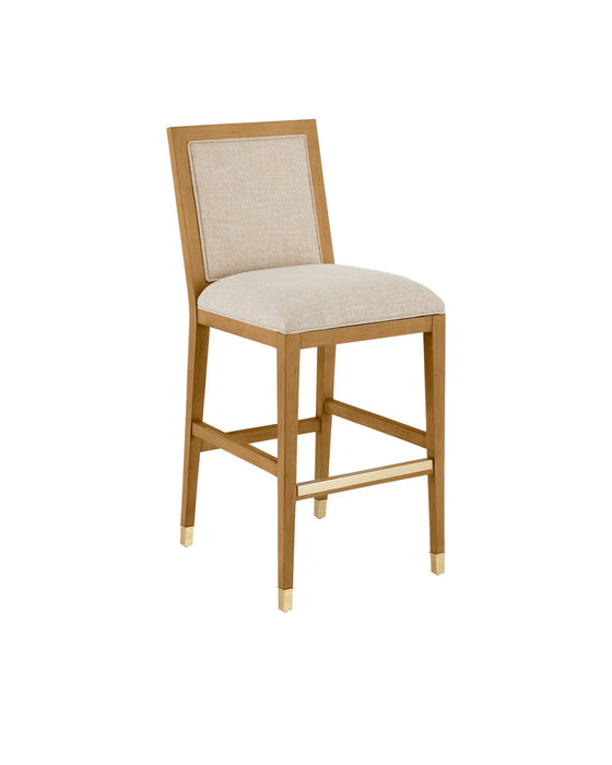 Currey and Company 7000-0912 Bar Stool, Sea Sand/UV Liller Malt/Satin Brass