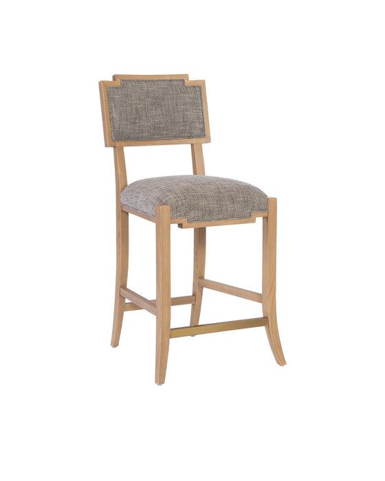 Currey and Company 7000-1022 Counter Stool, Blonde Ash Wood/Brass