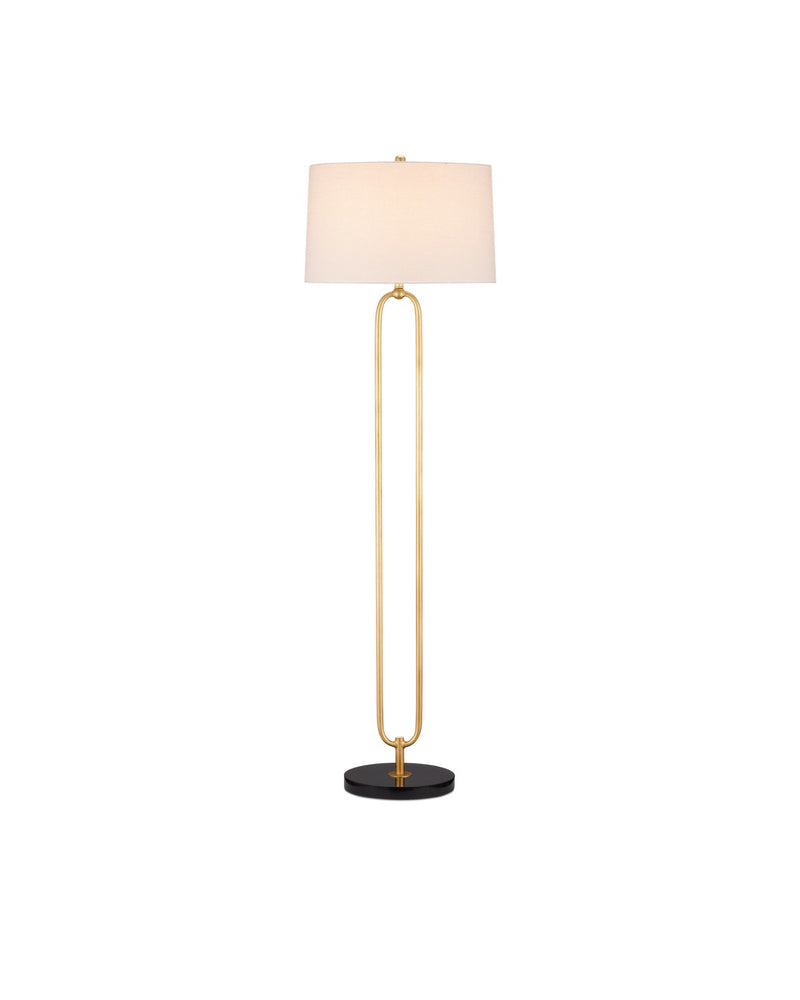 Currey and Company 8000-0144 One Light Floor Lamp, Contemporary Gold Leaf/Natural