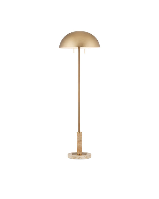 Currey and Company 8000-0151 Two Light Floor Lamp, Brass/Natural
