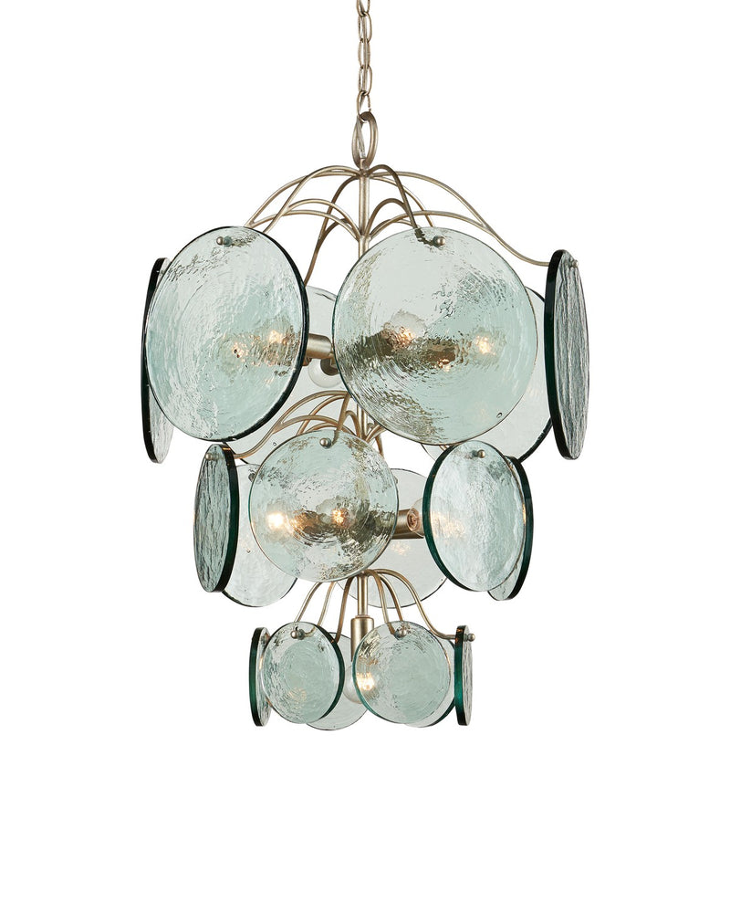 Currey and Company 9000-1100 13 Light Chandelier, Clear/Silver Leaf