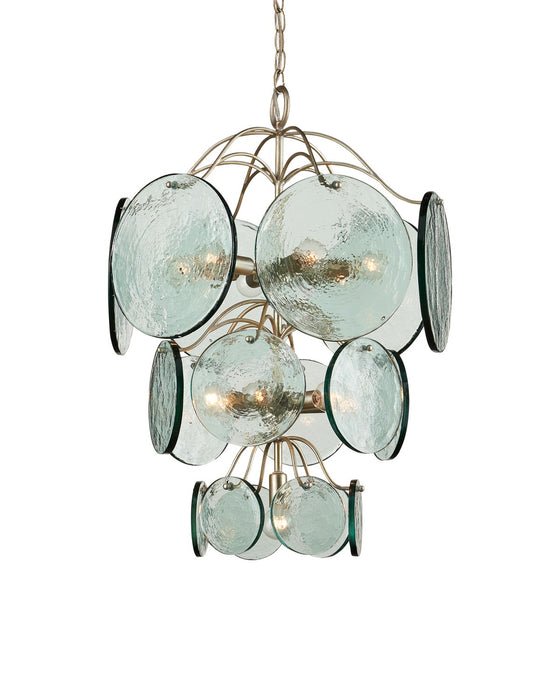 Currey and Company 9000-1100 13 Light Chandelier, Clear/Silver Leaf