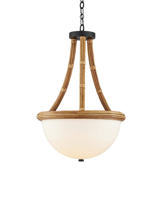 Currey and Company 9000-1103 LED Semi-Flush Mount, Natural/Frosted White/Satin Black