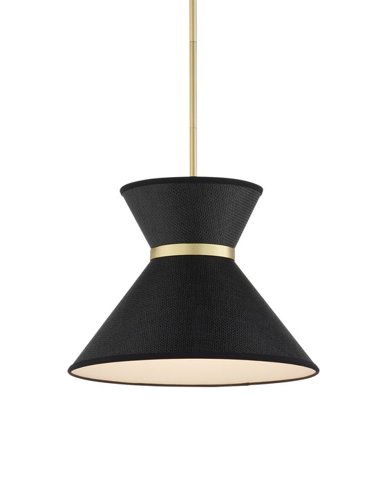 Currey and Company 9000-1120 One Light Pendant, Black/Polished Brass