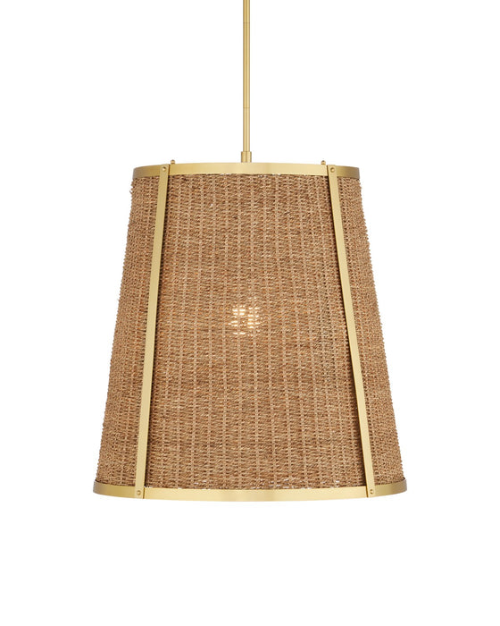 Currey and Company 9000-1121 One Light Pendant, Natural/Polished Brass