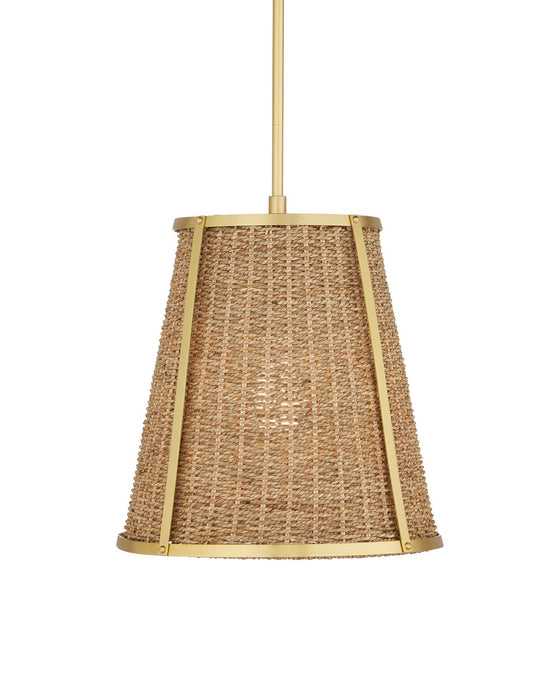 Currey and Company 9000-1122 One Light Pendant, Natural/Polished Brass