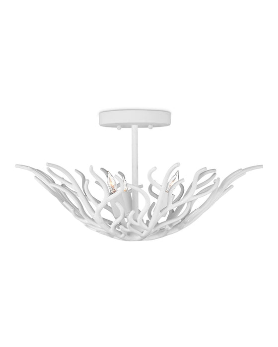 Currey and Company 9000-1124 Three Light Semi-Flush Mount, Gesso White